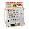 Tablă Educațională din Lemn 2 în 1 cu Abac, Ceas și Magnet