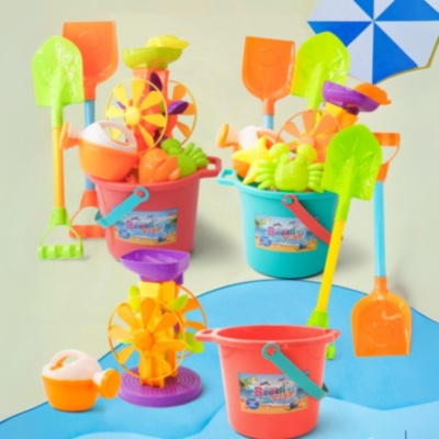 Set Mare de Jucării pentru Plajă cu Găletușă, Rotiță de Apă, Ustensile și Forme Marine (culoare aleatorie) | image