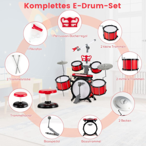 Set de Tobe Electronice cu Microfon și Stand – Joacă și Creativitate pentru Copii