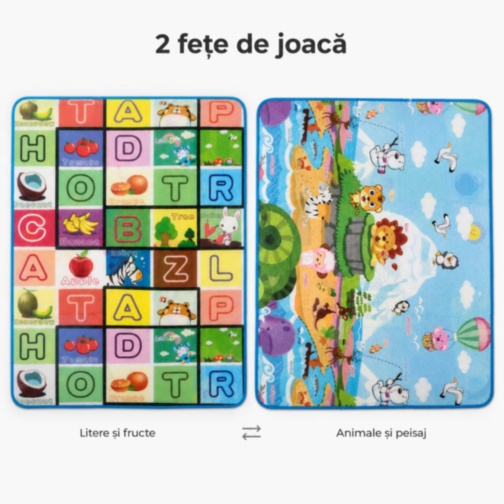 Covor Termic Reversibil pentru Copii cu Litere și Animale