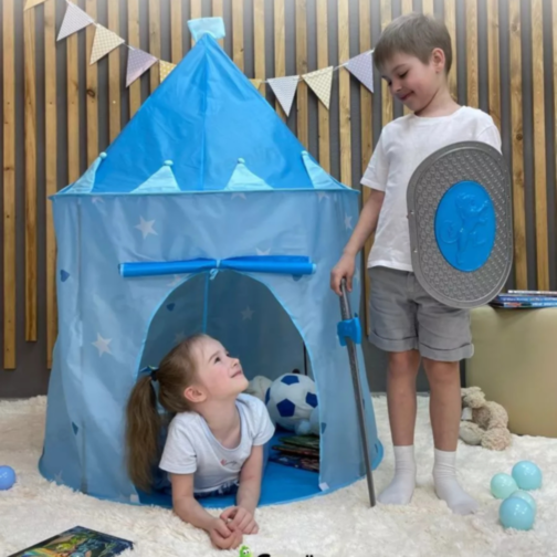 Cort de Joacă Castel Albastru pentru Copii – Aventură și Imaginație Acasă sau în Aer Liber