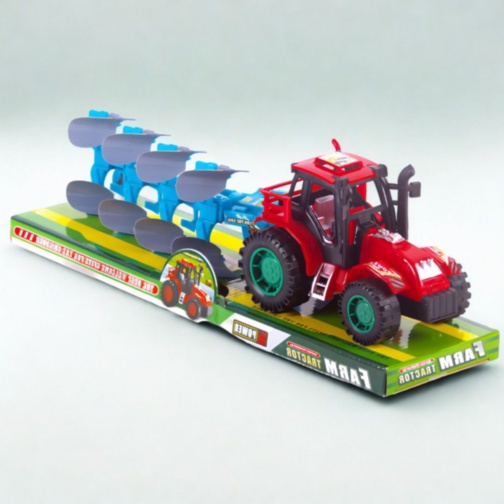 Tractor jucărie pentru copii cu plug agricol (culoare aleatorie)