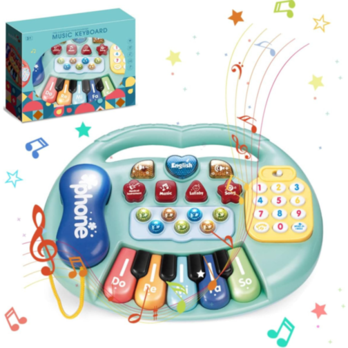 Pian Electronic Multicolor 5 în 1 pentru Copii cu Funcții Educative (culoare aleatorie)