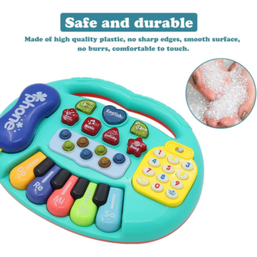 Pian Electronic Multicolor 5 în 1 pentru Copii cu Funcții Educative (culoare aleatorie)