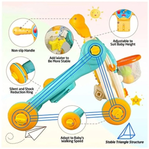 Premergător multifuncțional copii 4 în 1 cu activități (albastru)