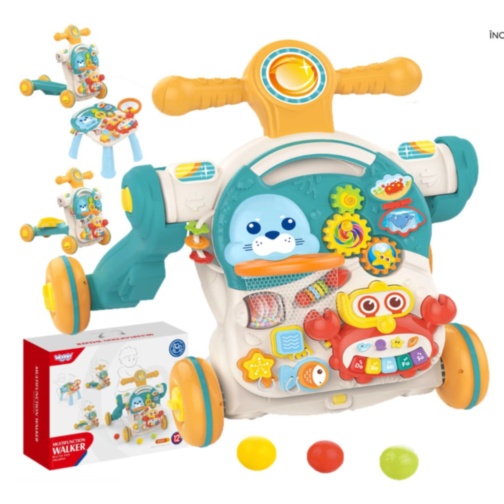 Premergător multifuncțional copii 4 în 1 cu activități (albastru)