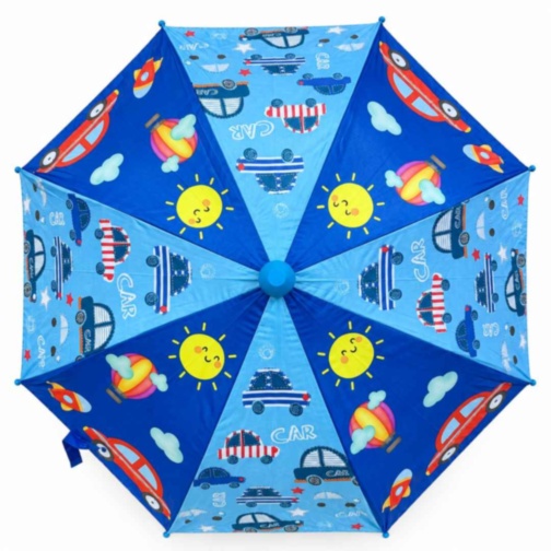 Umbrelă automată pentru copii cu mașinuțe și husă telescopică