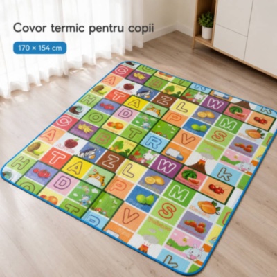 Covor termic mare reversibil pentru copii, cu geantă inclusă | image