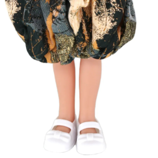 Păpușă Colecționabilă cu Rochie Elegantă și Fundă Portocalie – 35 cm