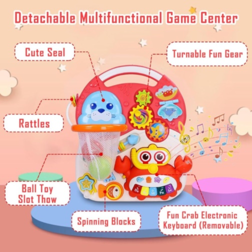 Premergător multifuncțional copii 4 în 1 cu activități (roșu)