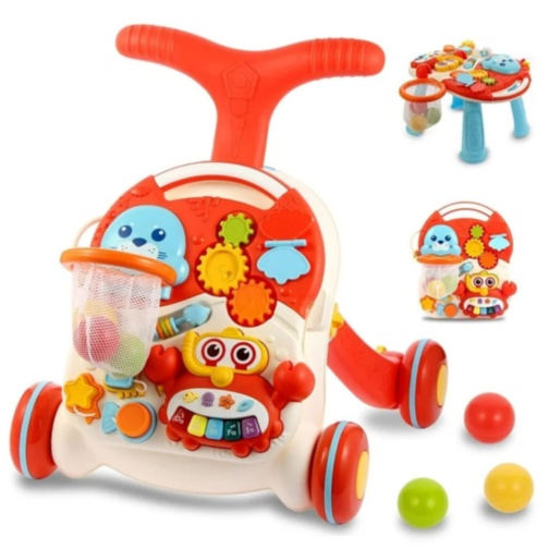 Premergător multifuncțional copii 4 în 1 cu activități (roșu)