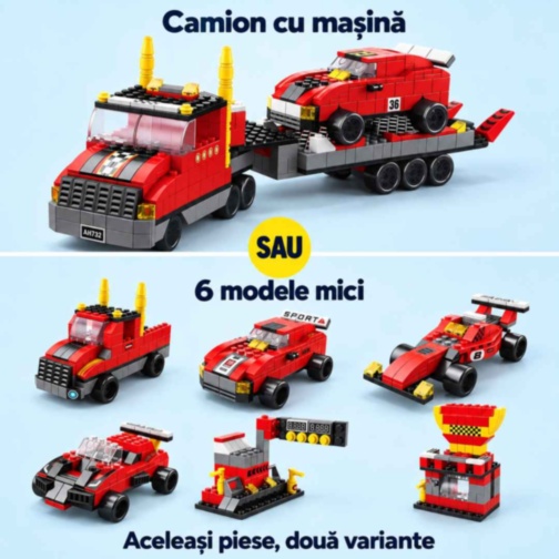 Set construcție camion transportor 1000 piese 6 în 1