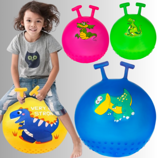 Minge de Sărit cu Mâner și Design Dinozaur, 55 cm (culoare aleatorie)