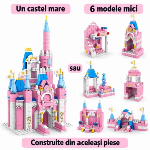 Set construcție castel prințesă 1000 piese 6 în 1