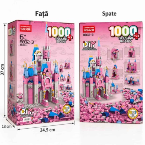 Set construcție castel prințesă 1000 piese 6 în 1