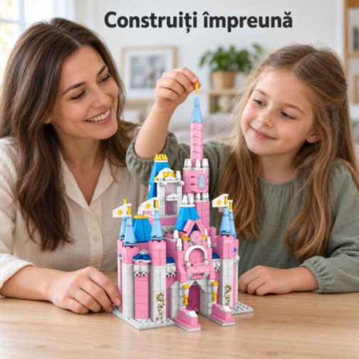 Set construcție castel prințesă 1000 piese 6 în 1