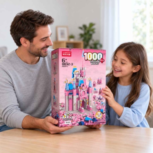 Set construcție castel prințesă 1000 piese 6 în 1