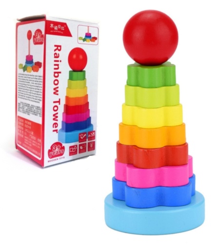 Mini Piramida Multicoloră din Lemn