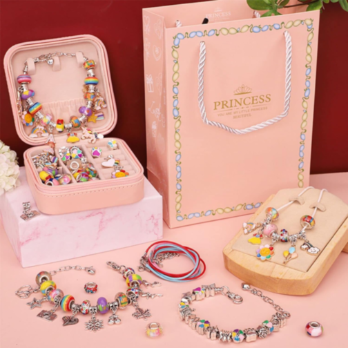Set Brățări Charm cu Pandantive Colorate - Cadou Creativ pentru Fete