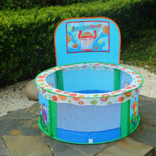 Piscină de Joacă cu Coș de Baschet și Plasă de Siguranță