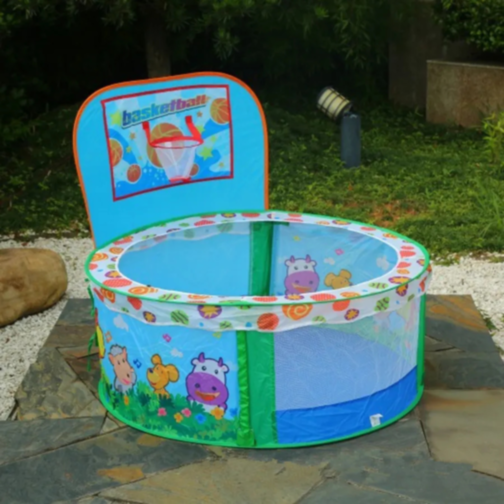 Piscină de Joacă cu Coș de Baschet și Plasă de Siguranță