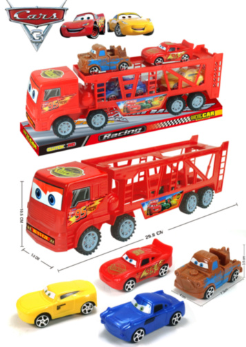 Camion cu Trailer și 4 Mașinuțe "Cars", 32cm