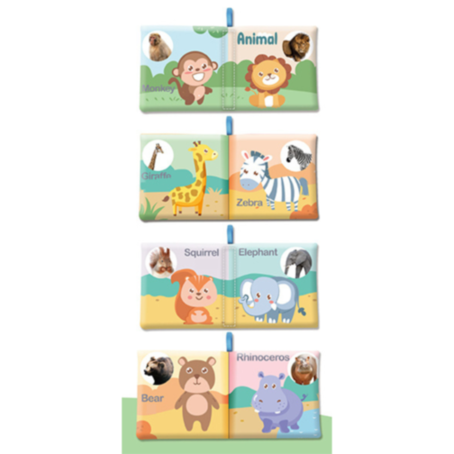 Carte senzorială din material textil cu animale