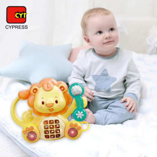 Telefon muzical pentru bebeluși - Leul interactiv cu sunete și lumini