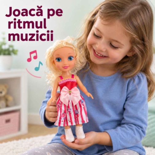 Păpușă muzicală Sweet Girl 27 cm cu rochie