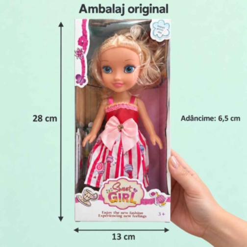 Păpușă muzicală Sweet Girl 27 cm cu rochie