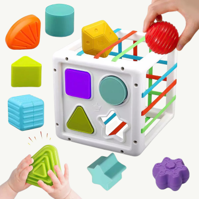 Cub de Activități Montessori cu Forme și Benzi Elastice | image