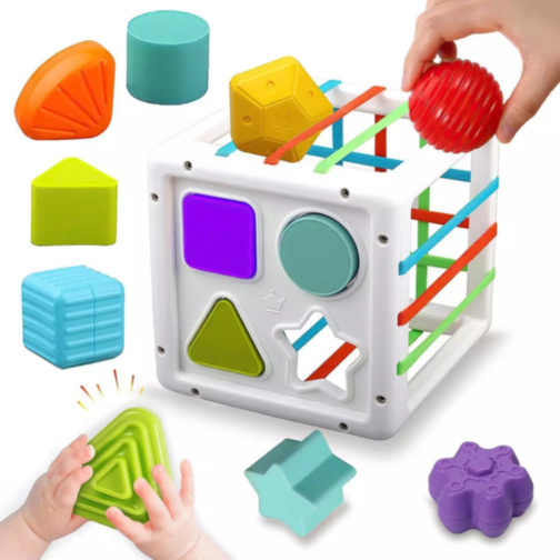 Cub de Activități Montessori cu Forme și Benzi Elastice