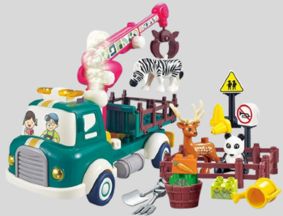 Set de construcție Camion Transport Animaluțe cu Sunete și Efecte | image