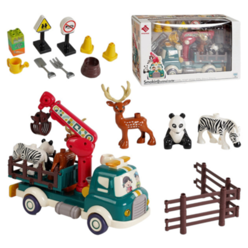 Set de construcție Camion Transport Animaluțe cu Sunete și Efecte