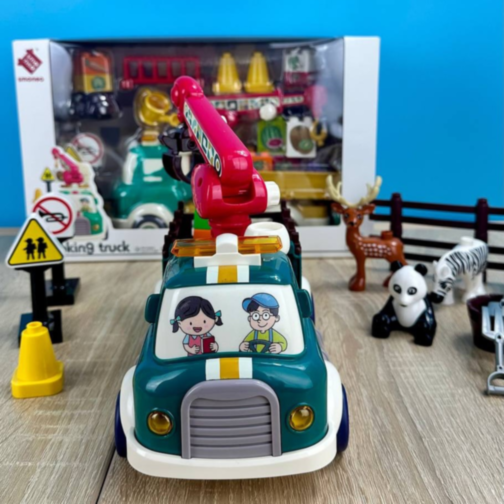 Set de construcție Camion Transport Animaluțe cu Sunete și Efecte