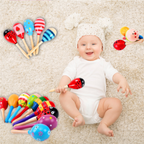 Maracas din Lemn de 20 cm pentru Copii (culoare aleatorie)