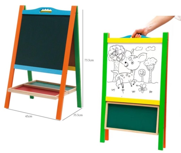 Tablă Dublă de Lemn, Magnetică, cu 2 Fețe de Scris și Desenat