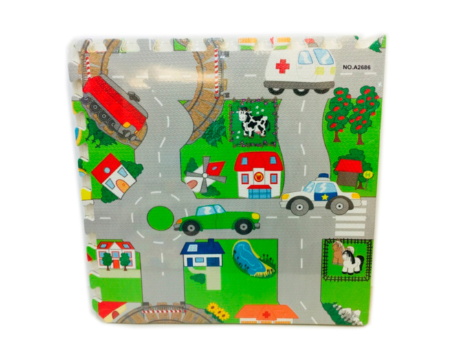 Covoraș Puzzle din Burete "Trafic", 4 Plăci, 120 X 120cm 