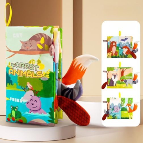 Carte Interactivă Textilă cu Animale și Cozi Amuzante