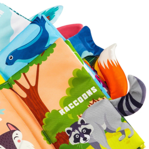 Carte Interactivă Textilă cu Animale și Cozi Amuzante