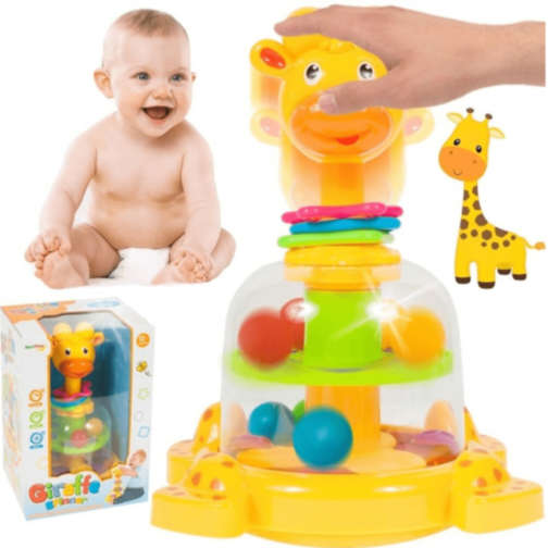 Girafă Interactivă cu Bile Rotative pentru Bebeluși