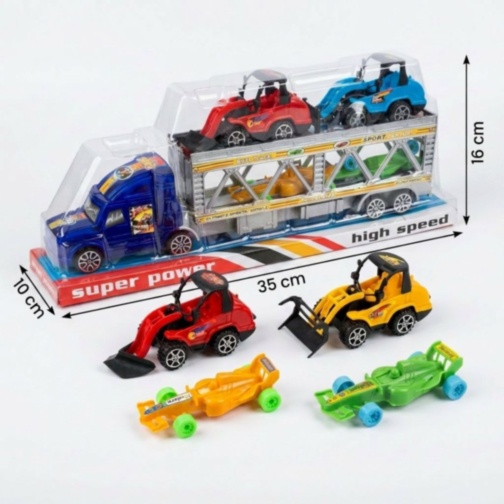 Camion Transport Mașini cu Set Vehicule Copii (culoare aleatorie)