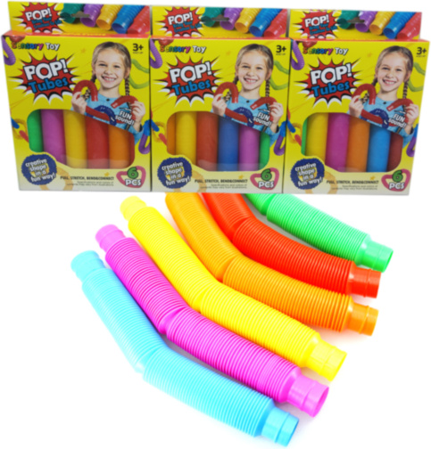 Pachet 6 Pop Tubes, jucărie tactilă senzorială 