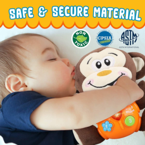 Maimuțică Interactivă de Pluș cu Sunete și Lumină – Prietenul Perfect pentru Bebeluși