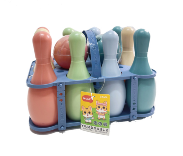 Set Bowling, 12 Piese, 10 Popice si 2 Bile, Multicolor