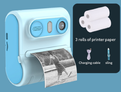 Cameră Foto cu Imprimantă pentru Copii, albastră | image