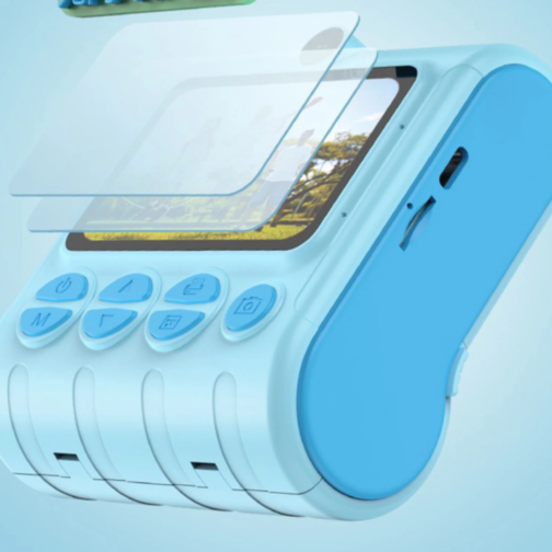 Cameră Foto cu Imprimantă pentru Copii, albastră