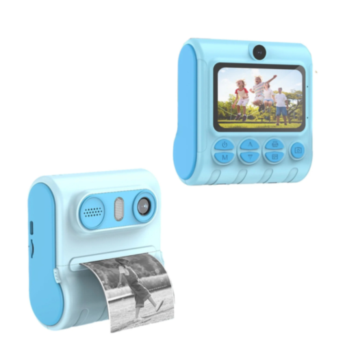 Cameră Foto cu Imprimantă pentru Copii, albastră
