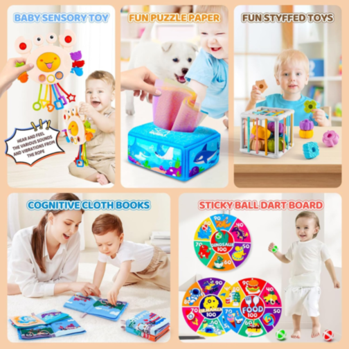 Set Montessori 12 în 1 pentru Bebeluși - Jucării Educaționale