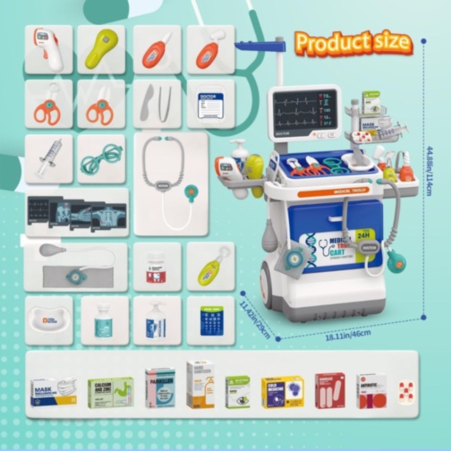 Cărucior Medical Interactiv 32 Piese pentru Copii